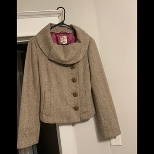 Tulle hearringbone jacket. Cowl neck. Sz L